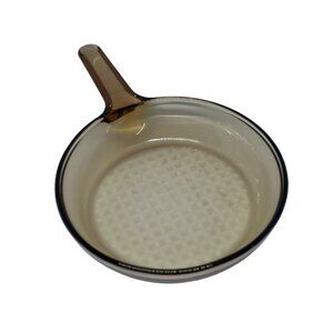 VTG Pyrex Visions Amber Glass Skillet | Waffle Bottom Fry Pan Made in France